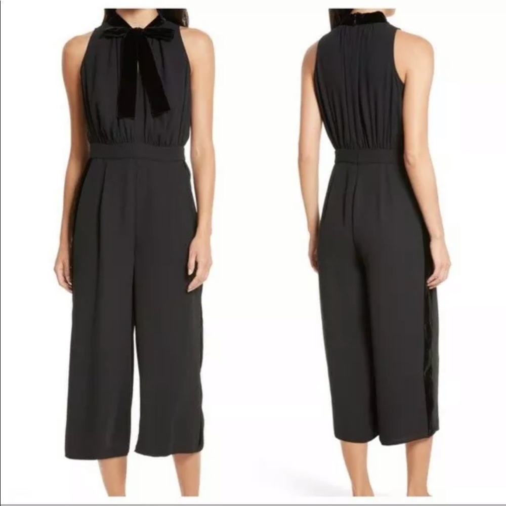 Kate Spade Wide Leg Black Cropped Jumpsuit 00